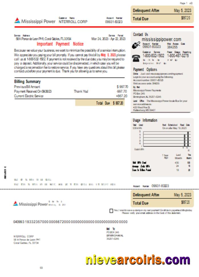 Mississippi Power utility business bill, page 1